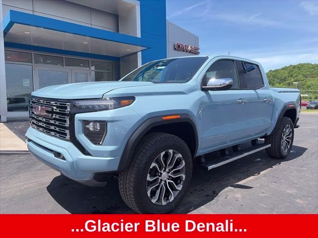 Glacier Metallic 2026 GMC Canyon Denali Crew Cab 4WD Pickup Truck Four-Wheel Drive 8-Speed Automatic