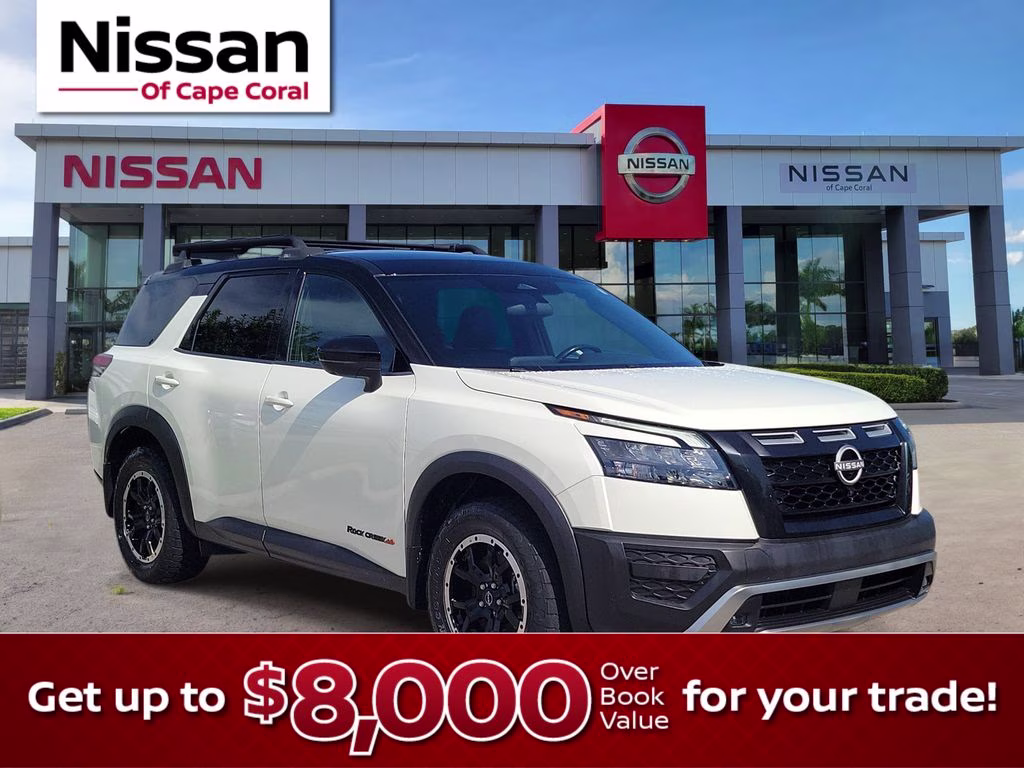 2023 Pearl White Tricoat/Super Black Nissan Pathfinder Rock Creek 4X4 SUV