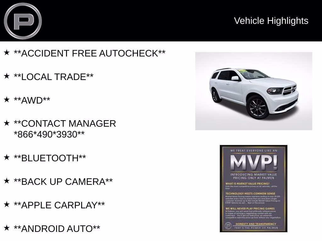 2018 White Knuckle Clearcoat Dodge Durango GT AWD SUV