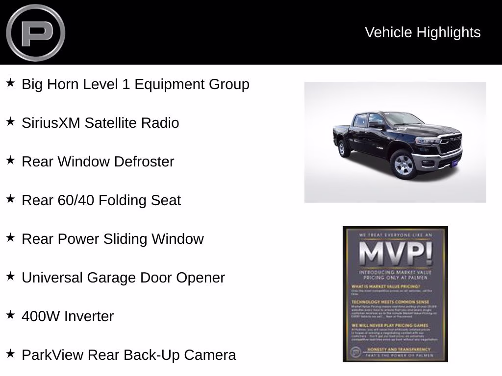 2026 Diamond Black Crystal Pearlcoat Ram 1500 Big Horn/Lone Star 4X4 Truck