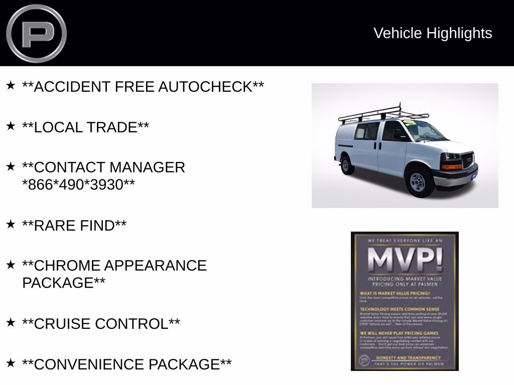 2017 Summit White GMC Savana 2500 Work Van RWD Van