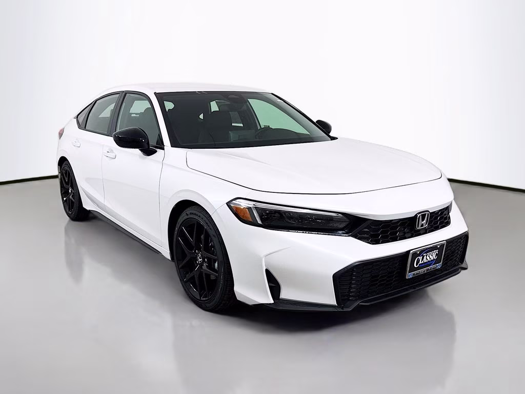 2026 Platinum White Pearl Honda Civic Sport FWD Hatchback