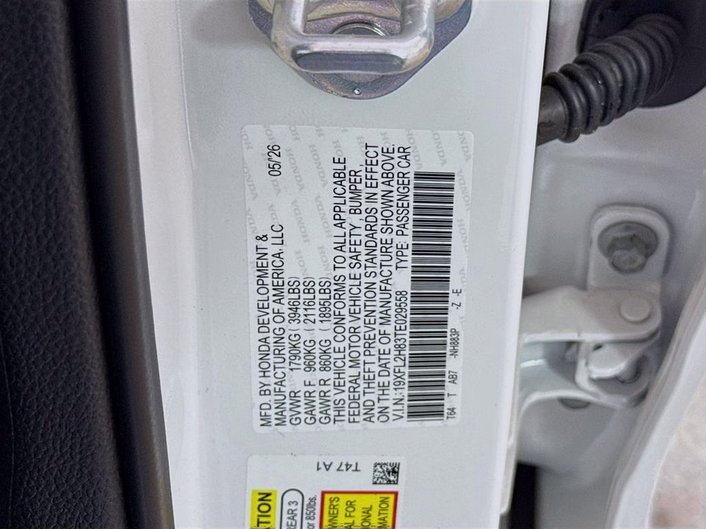 2026 Platinum White Pearl Honda Civic Sport FWD Hatchback