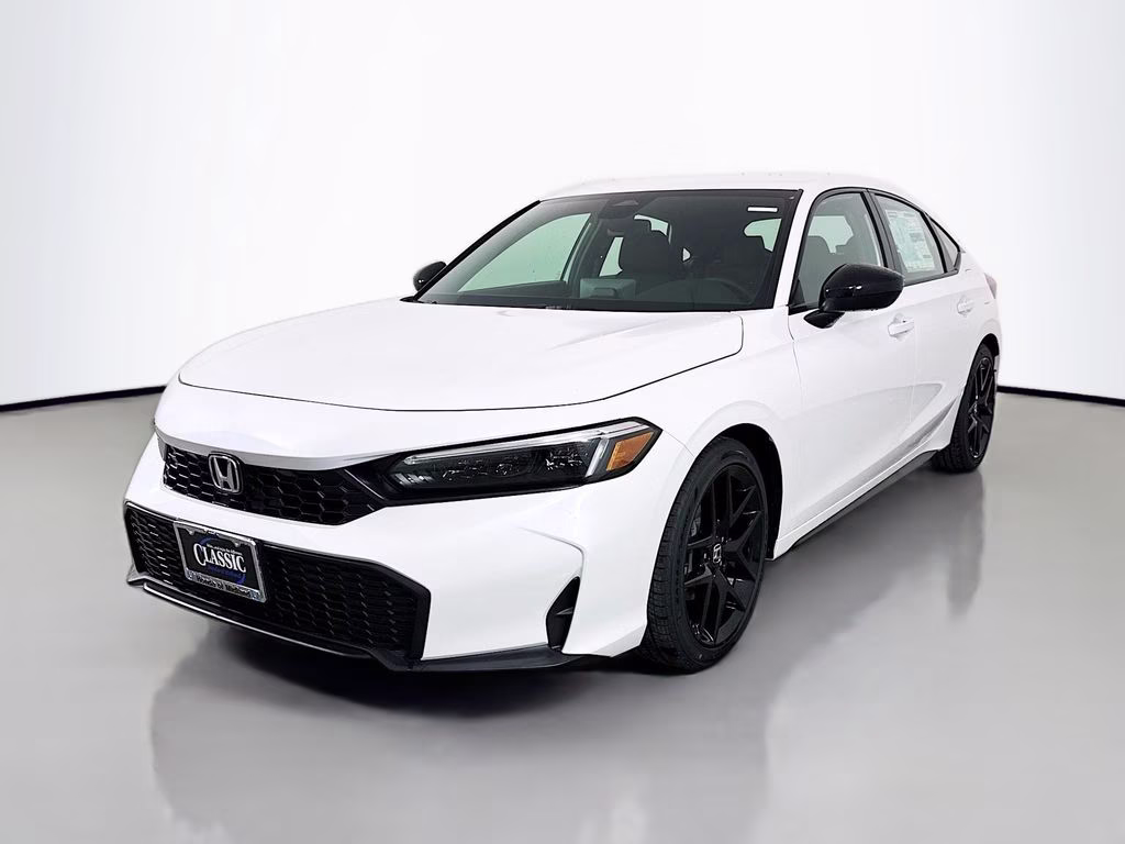 2026 Platinum White Pearl Honda Civic Sport FWD Hatchback