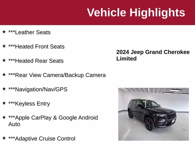 2024 Diamond Black Crystal Pearlcoat Jeep Grand Cherokee Limited 4X4 SUV