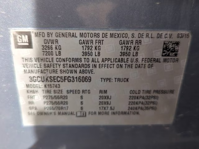 2015 Slate Gray Metallic Chevrolet Silverado 1500 LTZ 4X4 Truck