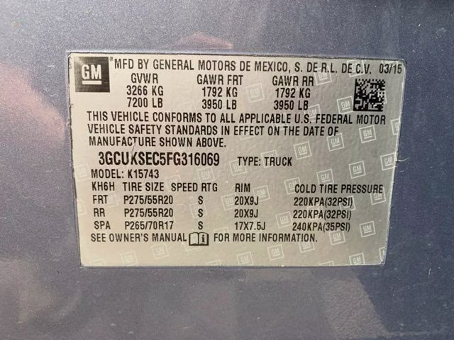 2015 Slate Gray Metallic Chevrolet Silverado 1500 LTZ 4X4 Truck