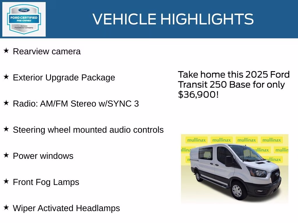2025 Oxford White Ford Transit-250 Base RWD Van
