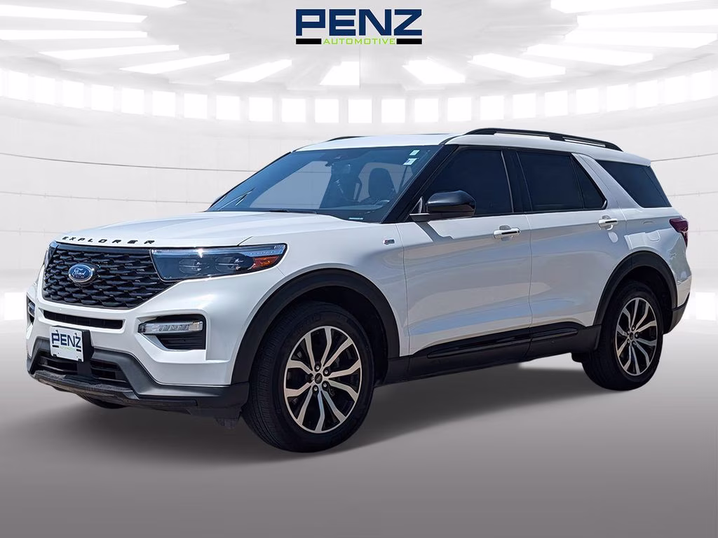 2024 Star White Metallic Tri-Coat Ford Explorer ST-Line 4X4 SUV