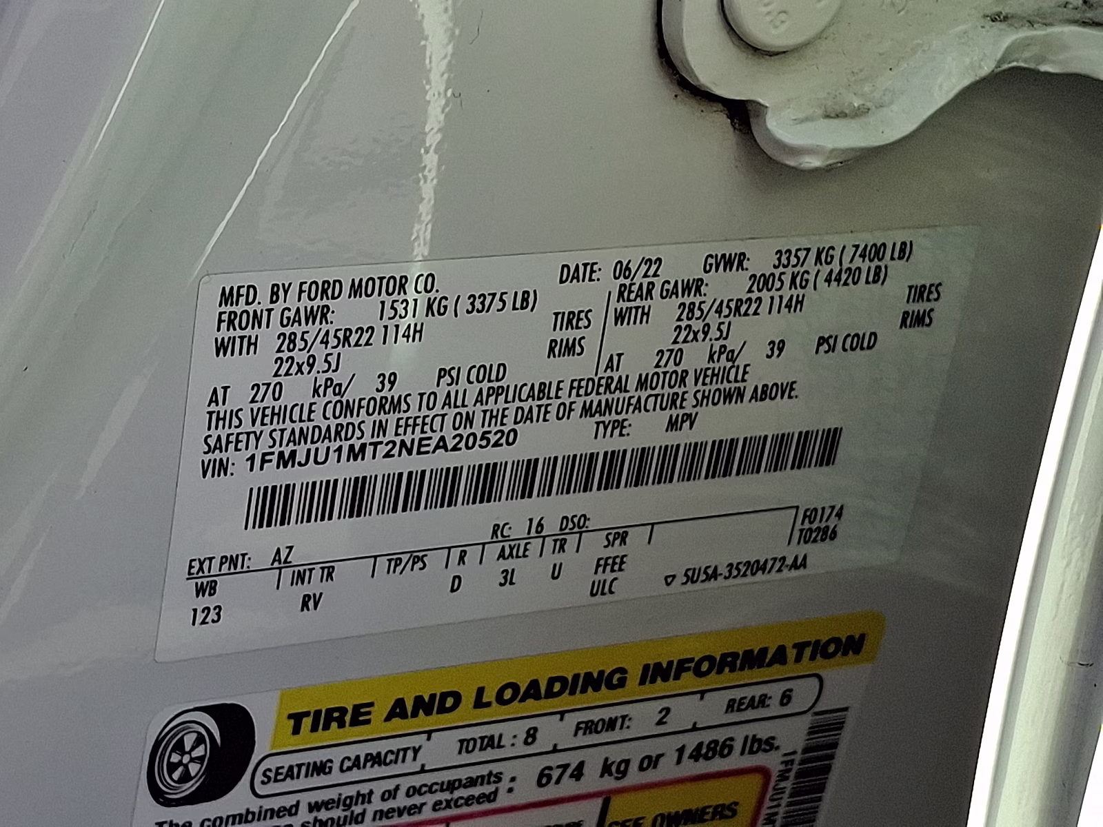 2022 Star White Metallic Tri-Coat - AZ Ford Expedition Platinum 4X4