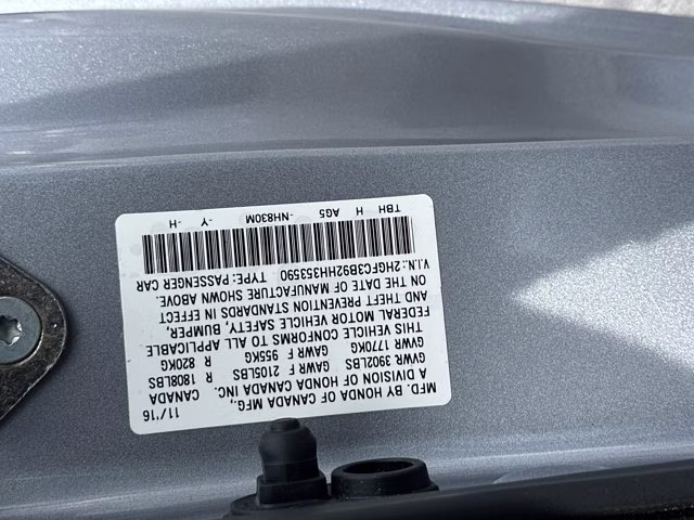 2017 Silver Honda Civic Coupe Touring FWD Coupe