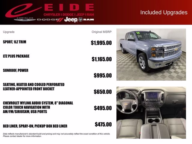 2015 Slate Gray Metallic Chevrolet Silverado 1500 LTZ 4X4 Truck