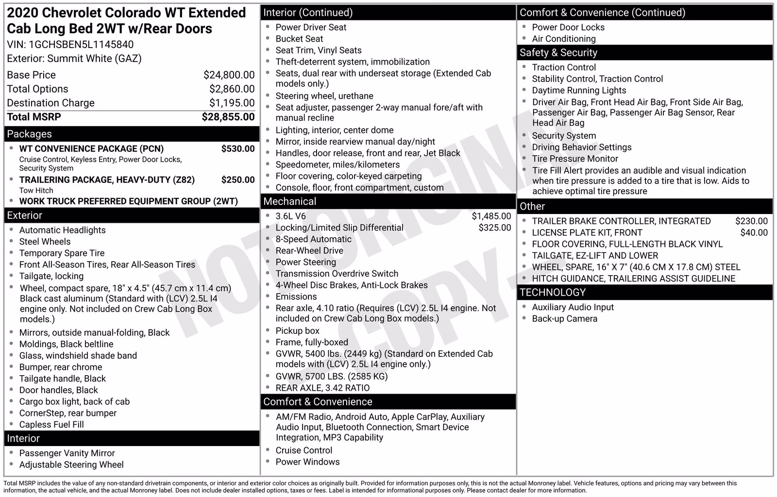 2020 Summit White Chevrolet Colorado Work Truck RWD Truck