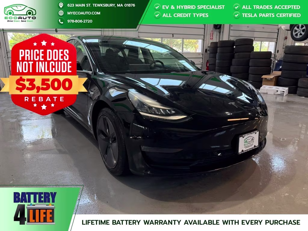 2018 Solid Black Tesla Model 3 Long Range AWD Sedan