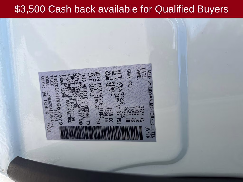 2026 Glacier White Nissan Frontier S 4X4 Truck
