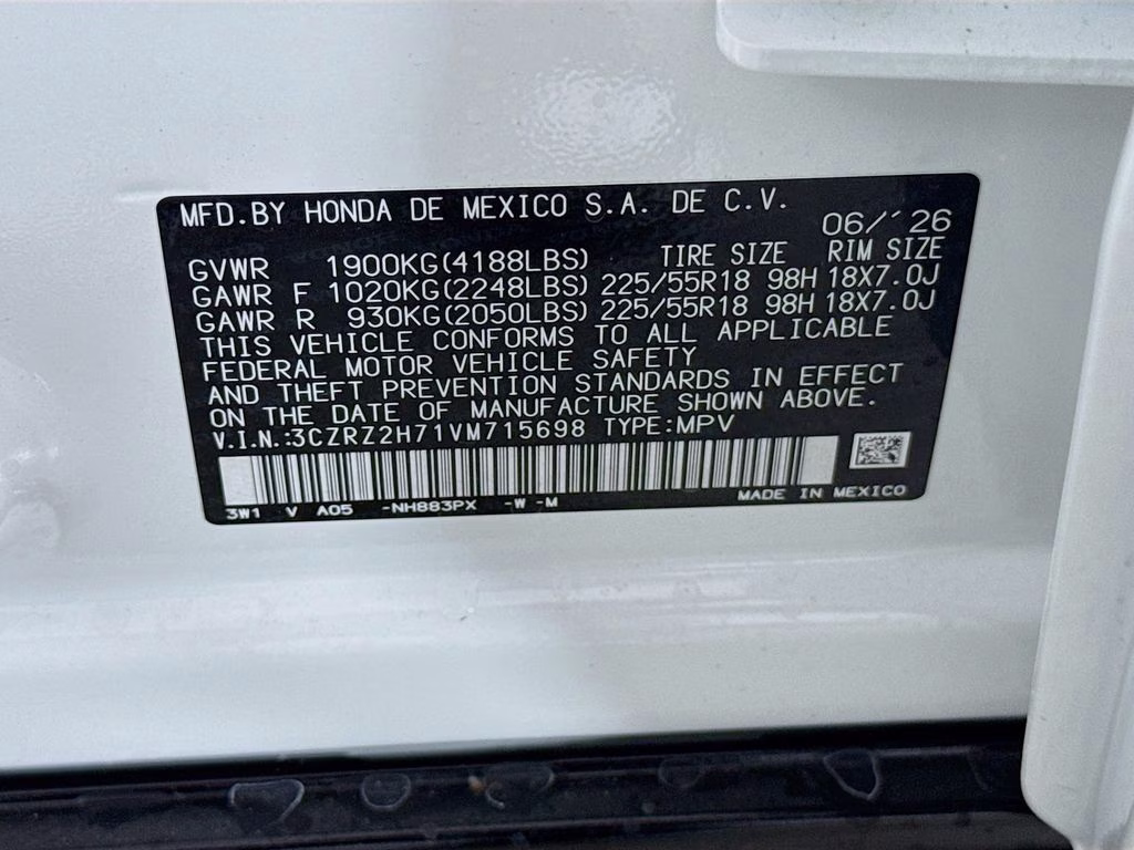 2027 Platinum White Pearl Honda HR-V EX-L AWD SUV