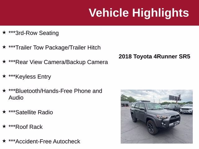 2018 Magnetic Gray Metallic Toyota 4Runner SR5 4X4 SUV