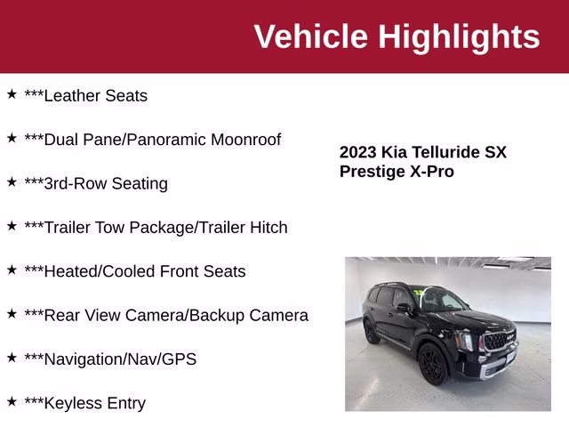 2023 Ebony Black Kia Telluride SX-Prestige X-Pro AWD SUV