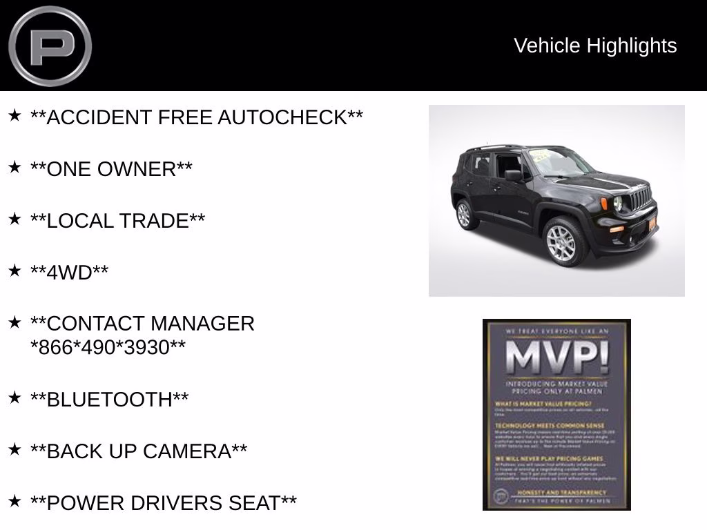 2022 Black Clearcoat Jeep Renegade Latitude 4X4 SUV