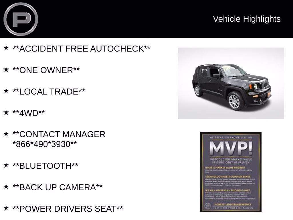 2022 Black Clearcoat Jeep Renegade Latitude 4X4 SUV