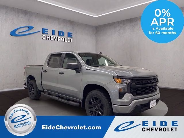 2026 Sterling Gray Metallic Chevrolet Silverado 1500 Custom 4X4 Truck