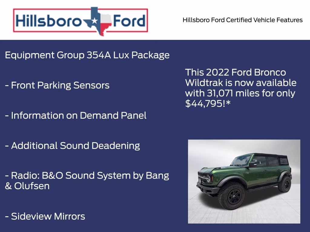 2022 Eruption Green Metallic Ford Bronco Wildtrak 4X4 SUV