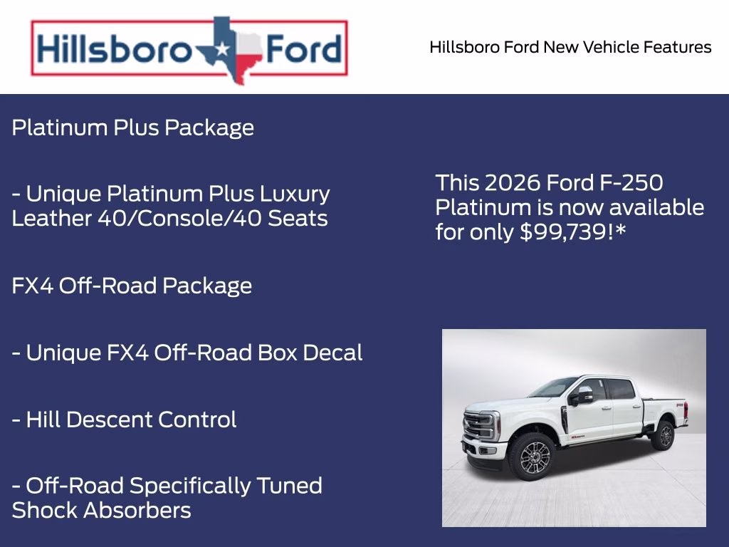 2026 Star White Metallic Tri-Coat Ford Super Duty F-250 SRW Platinum 4X4 Truck