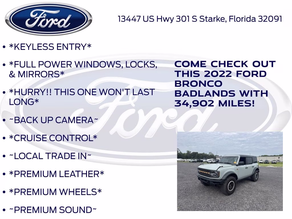 2022 Cactus Ford Bronco Badlands 4X4 SUV