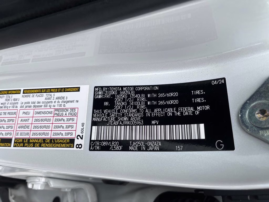 2024 Pearl Toyota Land Cruiser Base 4X4 SUV
