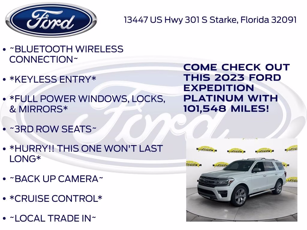 2023 White Metallic Ford Expedition Platinum 4X4 SUV