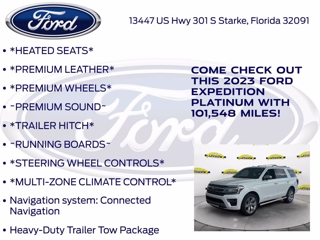 2023 White Metallic Ford Expedition Platinum 4X4 SUV
