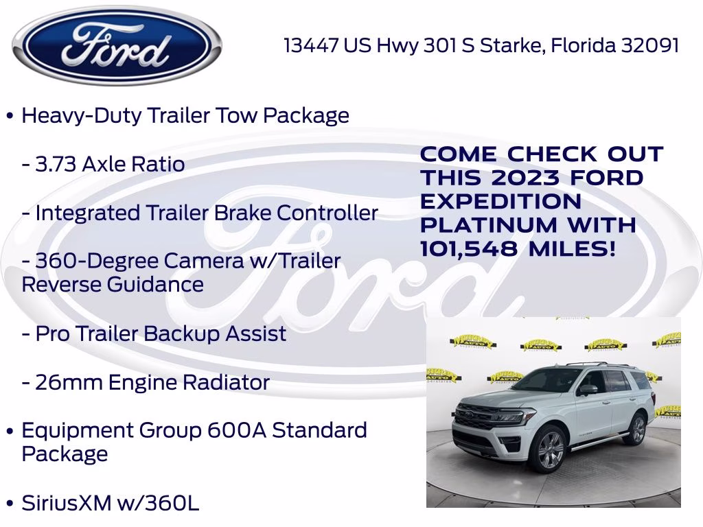 2023 White Metallic Ford Expedition Platinum 4X4 SUV