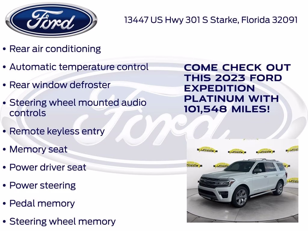 2023 White Metallic Ford Expedition Platinum 4X4 SUV