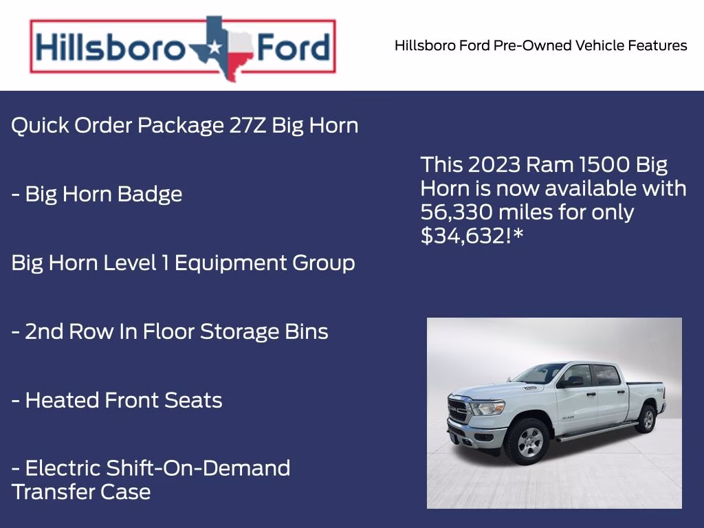2023 Bright White Clearcoat Ram 1500 Big Horn/Lone Star 4X4 Truck