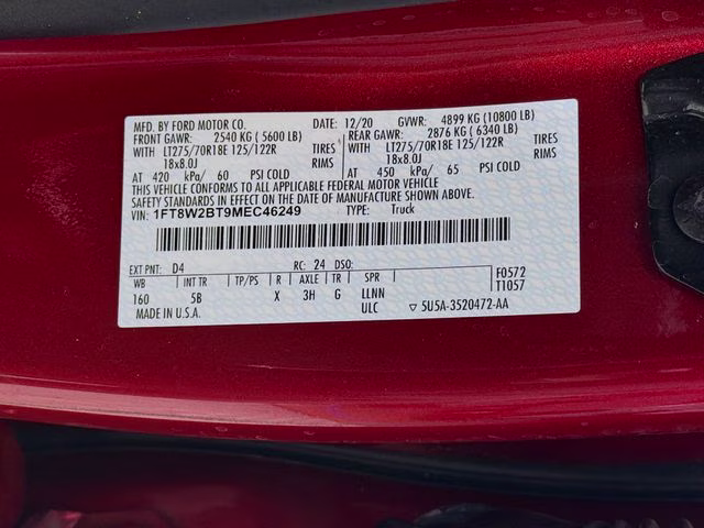 2021 Red Metallic Ford Super Duty F-250 SRW Lariat 4X4 Truck