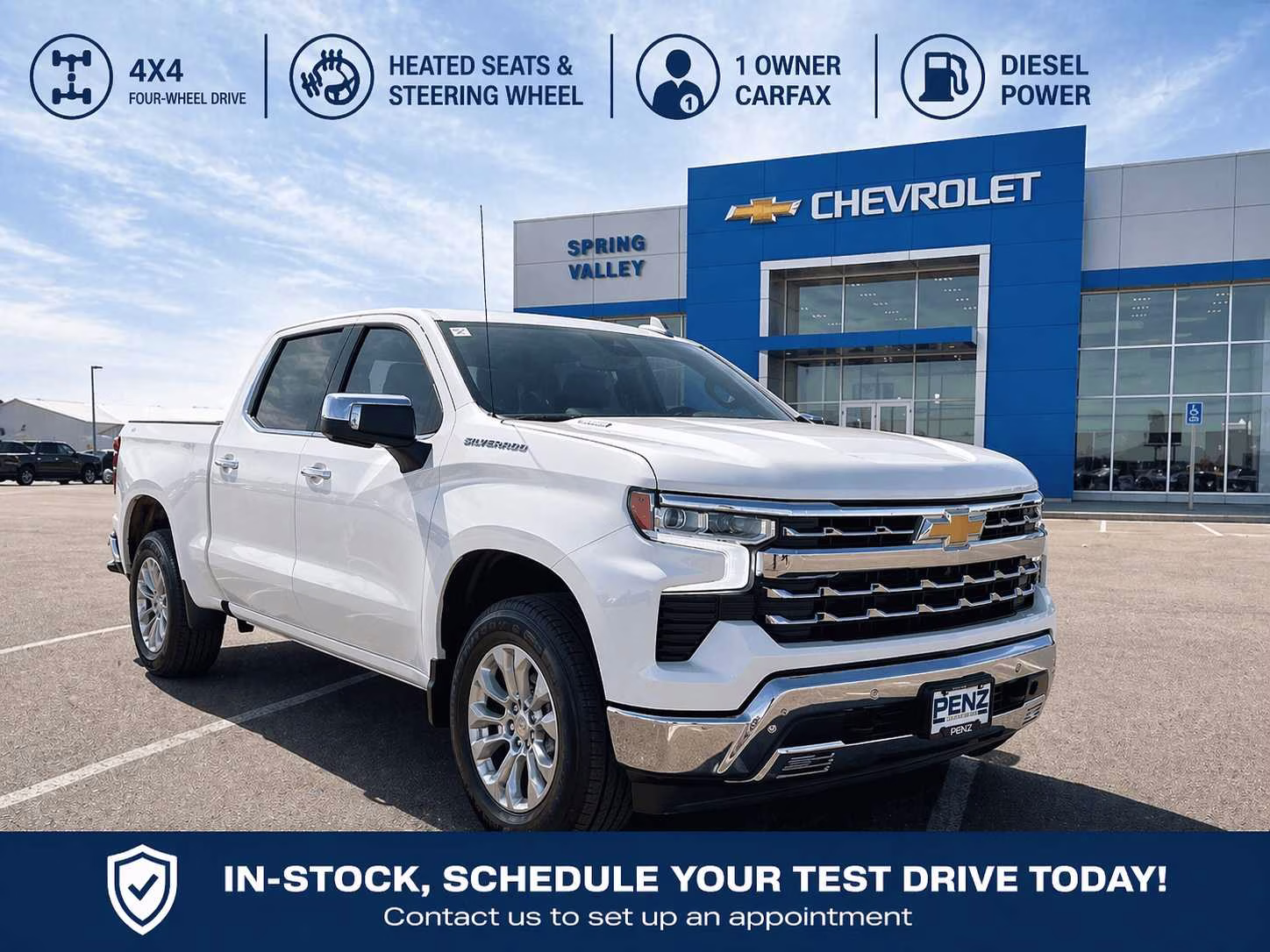 2025 Summit White Chevrolet Silverado 1500 LTZ 4X4 Truck