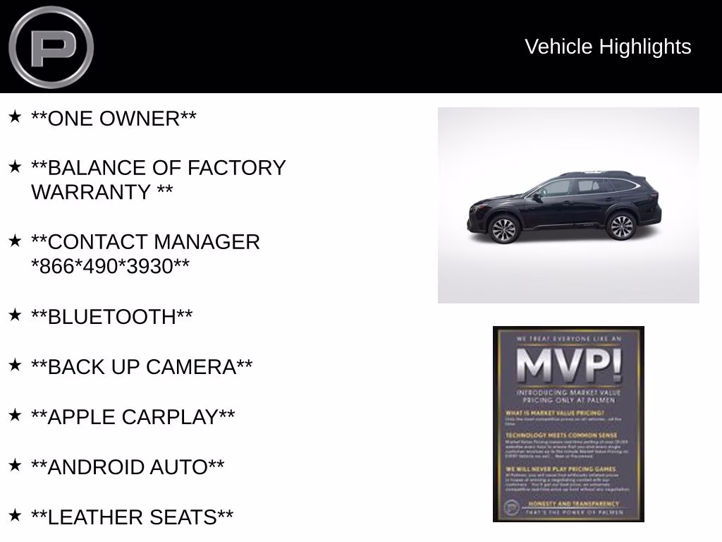 2024 Black Subaru Outback Limited AWD SUV