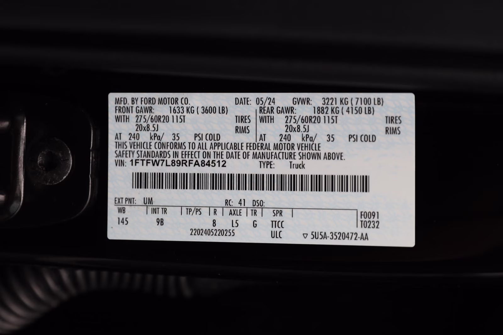 2024 Agate Black Metallic Ford F-150 Platinum 4X4 Truck