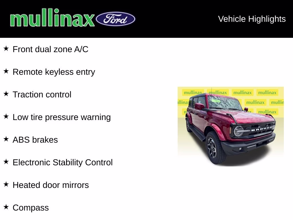 2026 Ruby Red Met Tinted CC Ford Bronco Outer Banks 4X4 SUV