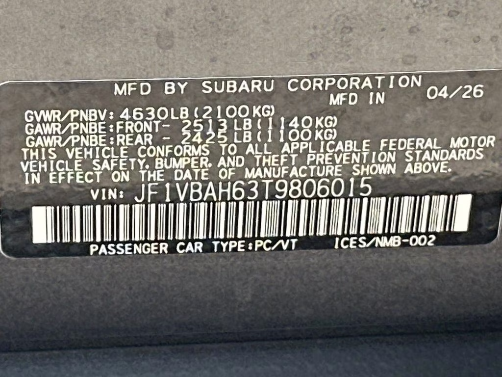 2026 Magnetite Gray Metallic Subaru WRX Premium AWD Sedan