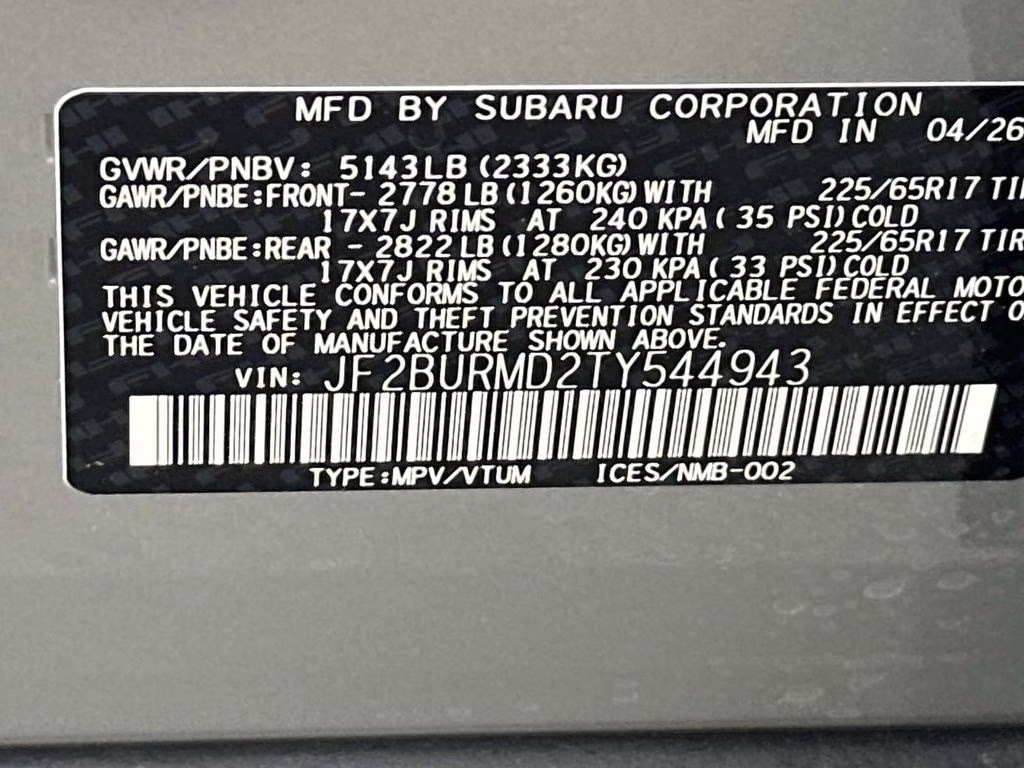 2026 River Rock Pearl Subaru Outback Wilderness AWD SUV