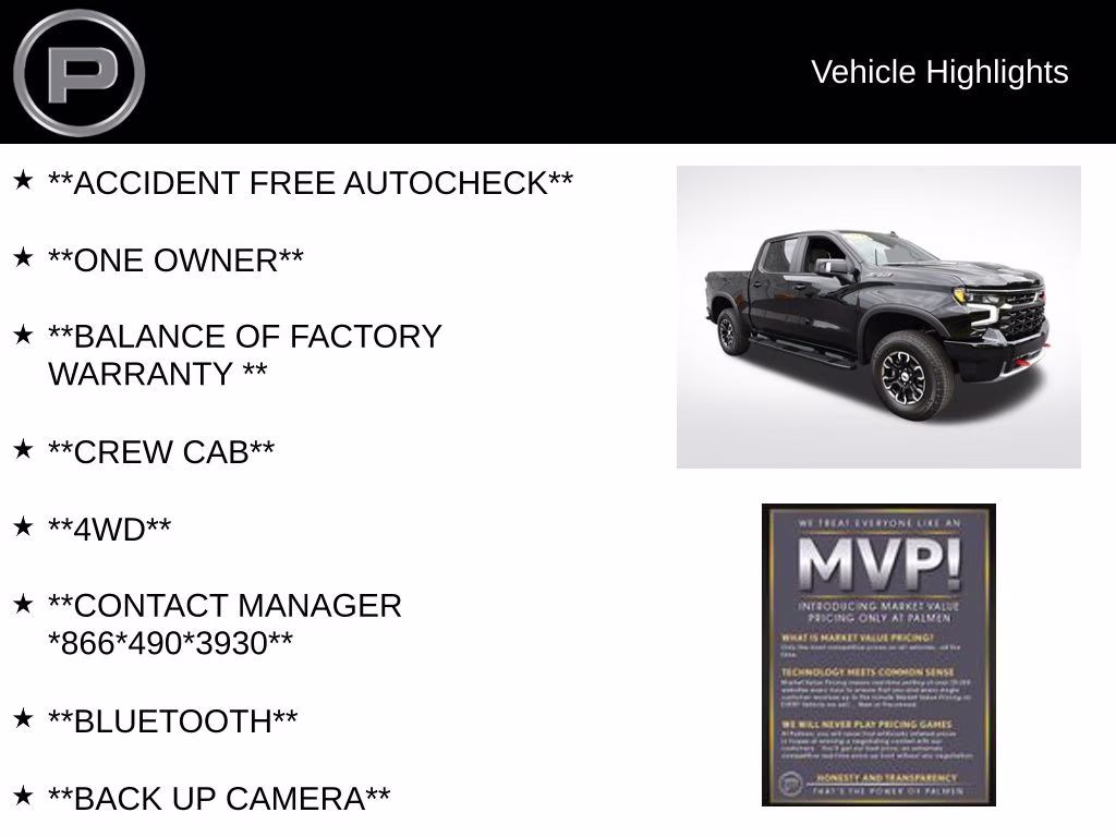 2024 Black Chevrolet Silverado 1500 ZR2 4X4 Truck