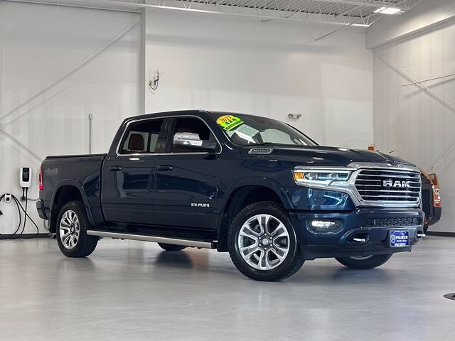2023 Patriot Blue Pearlcoat Ram 1500 Laramie Longhorn 4X4 Truck