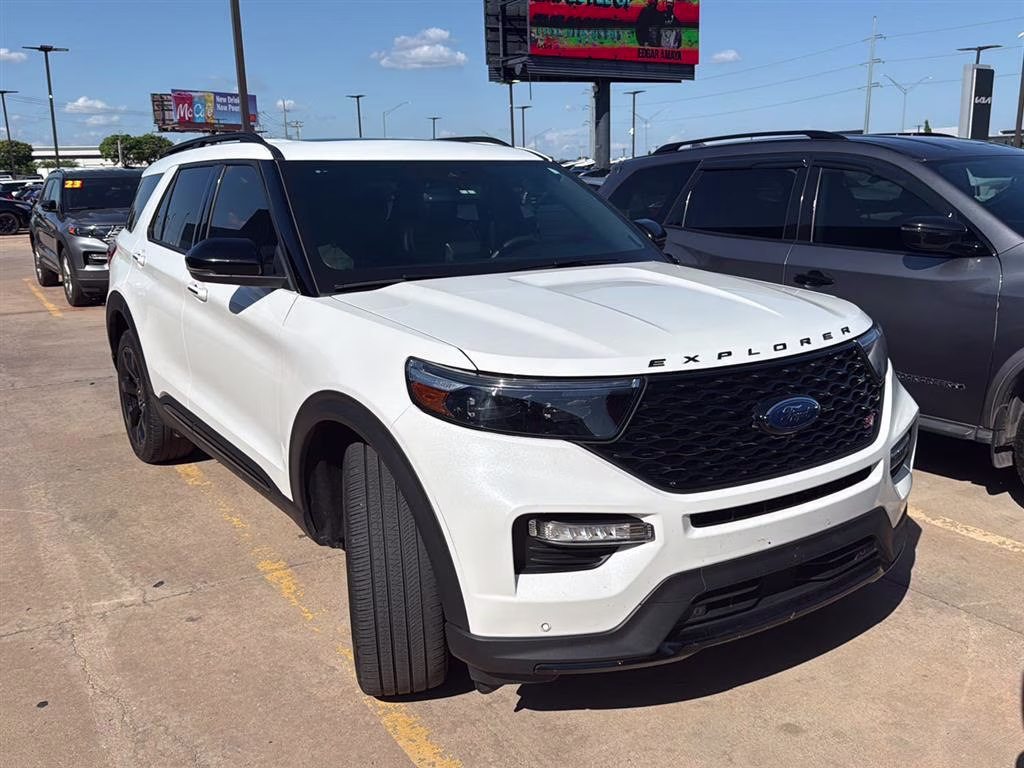 2023 Star White Metallic Tri-Coat Ford Explorer ST 4X4 SUV