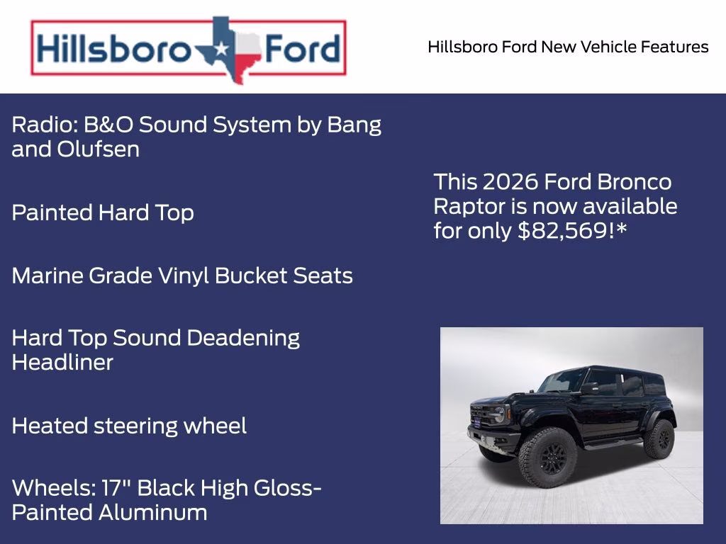 2026 Shadow Black Ford Bronco Raptor 4X4 SUV