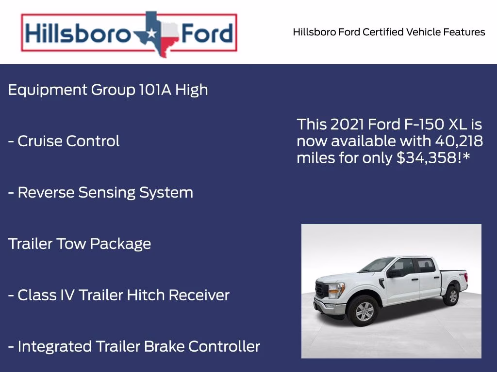 2021 Oxford White Ford F-150 XL 4X4 Truck