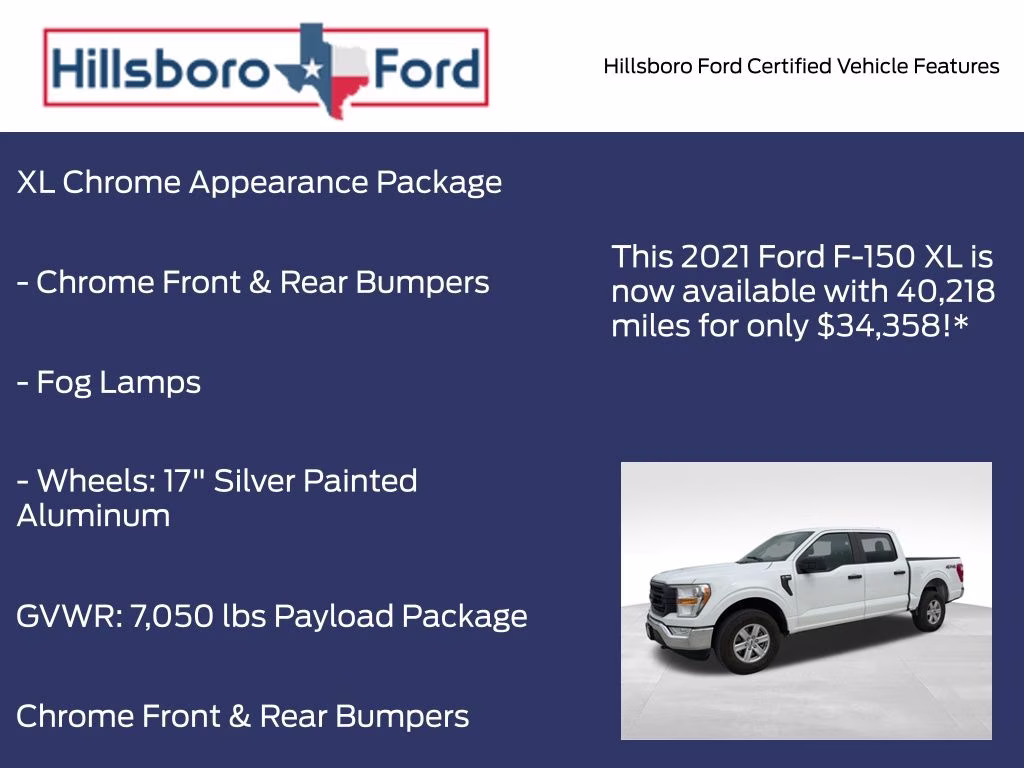 2021 Oxford White Ford F-150 XL 4X4 Truck