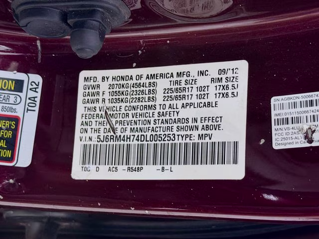2013 Red Honda CR-V EX-L AWD SUV