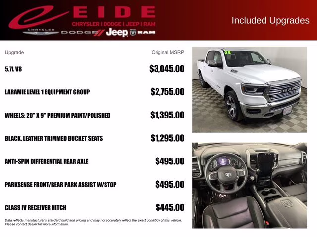 2023 Bright White Clearcoat Ram 1500 Laramie 4X4 Truck