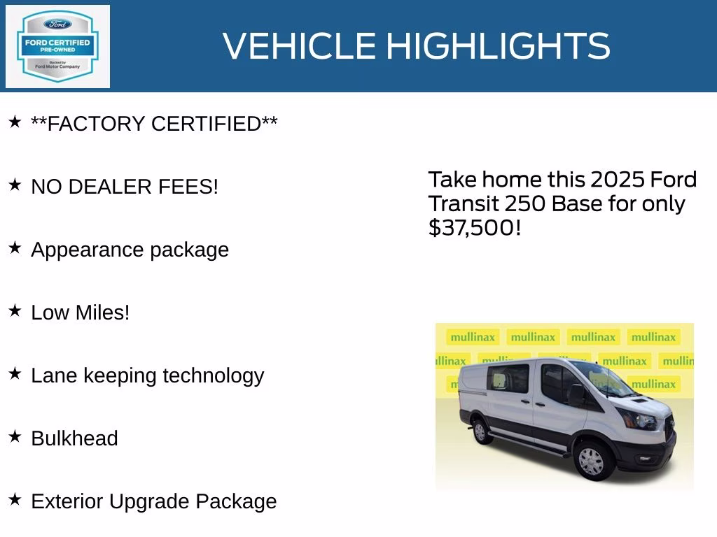 2025 Oxford White Ford Transit-250 Base RWD Van